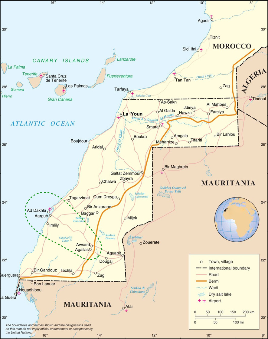 Map of the Dakhla - Aousserd Region